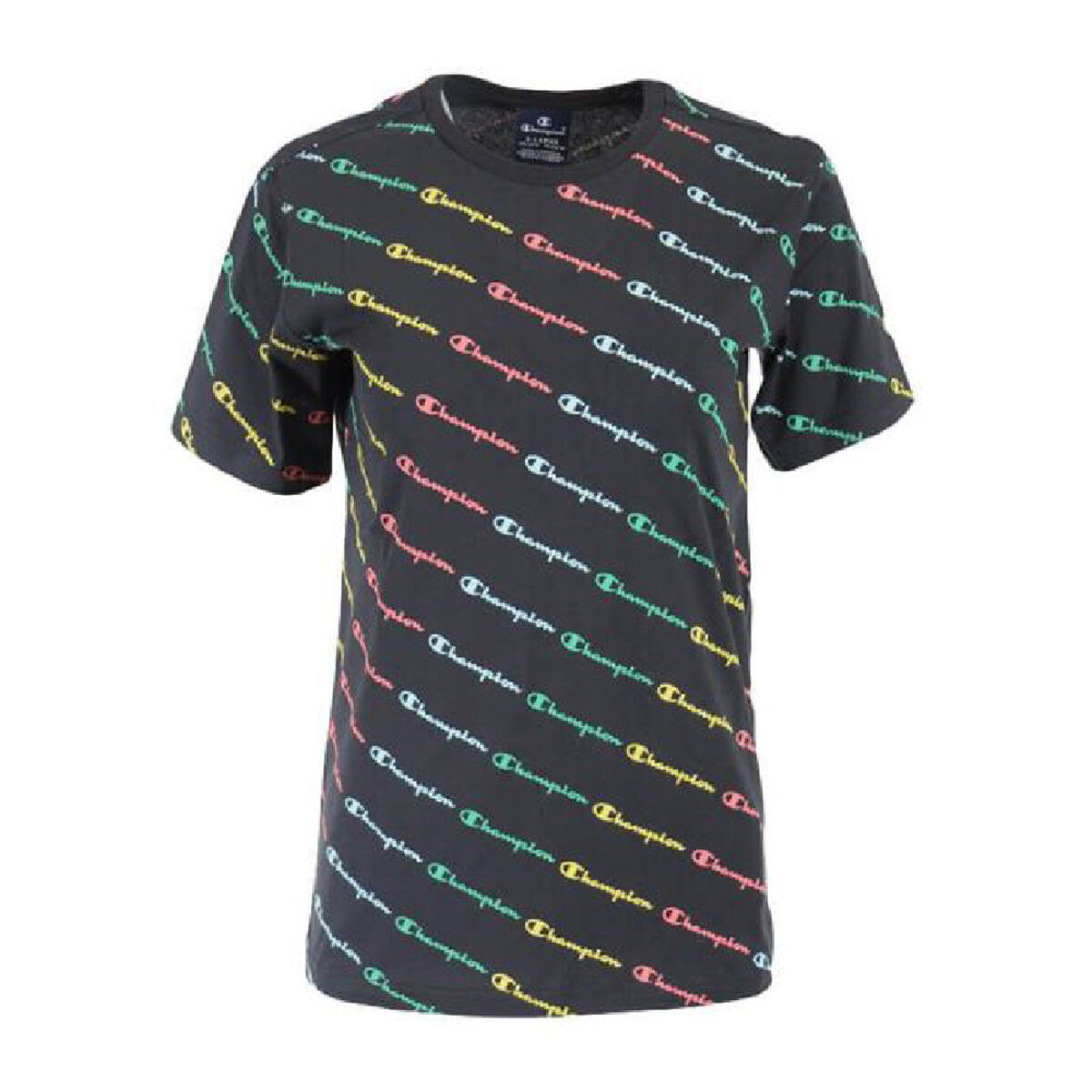 Child's Short Sleeve T-Shirt Champion Multilogo Black 9-10 Years