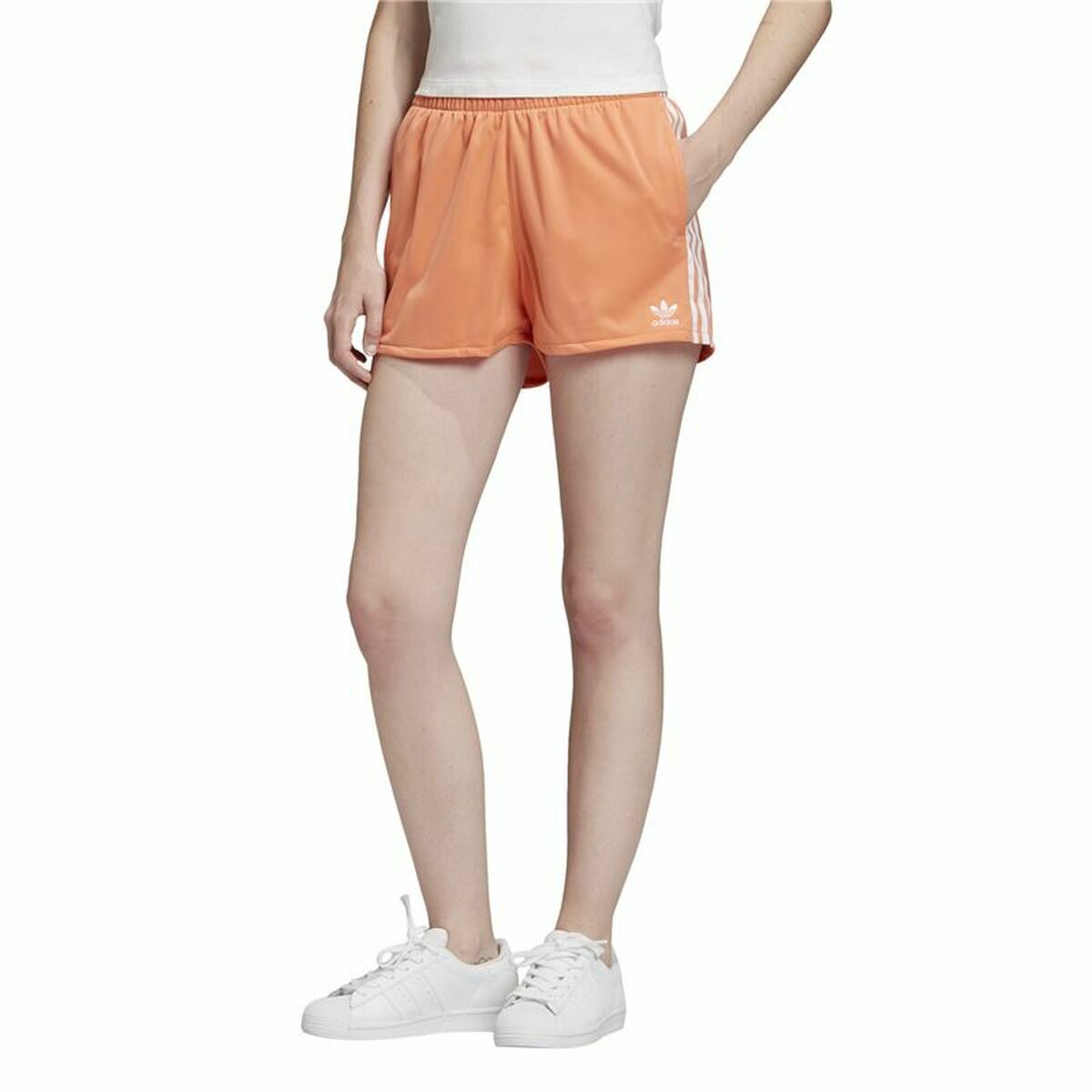 Sports Shorts for Women Adidas  3 Stripes  Orange 36