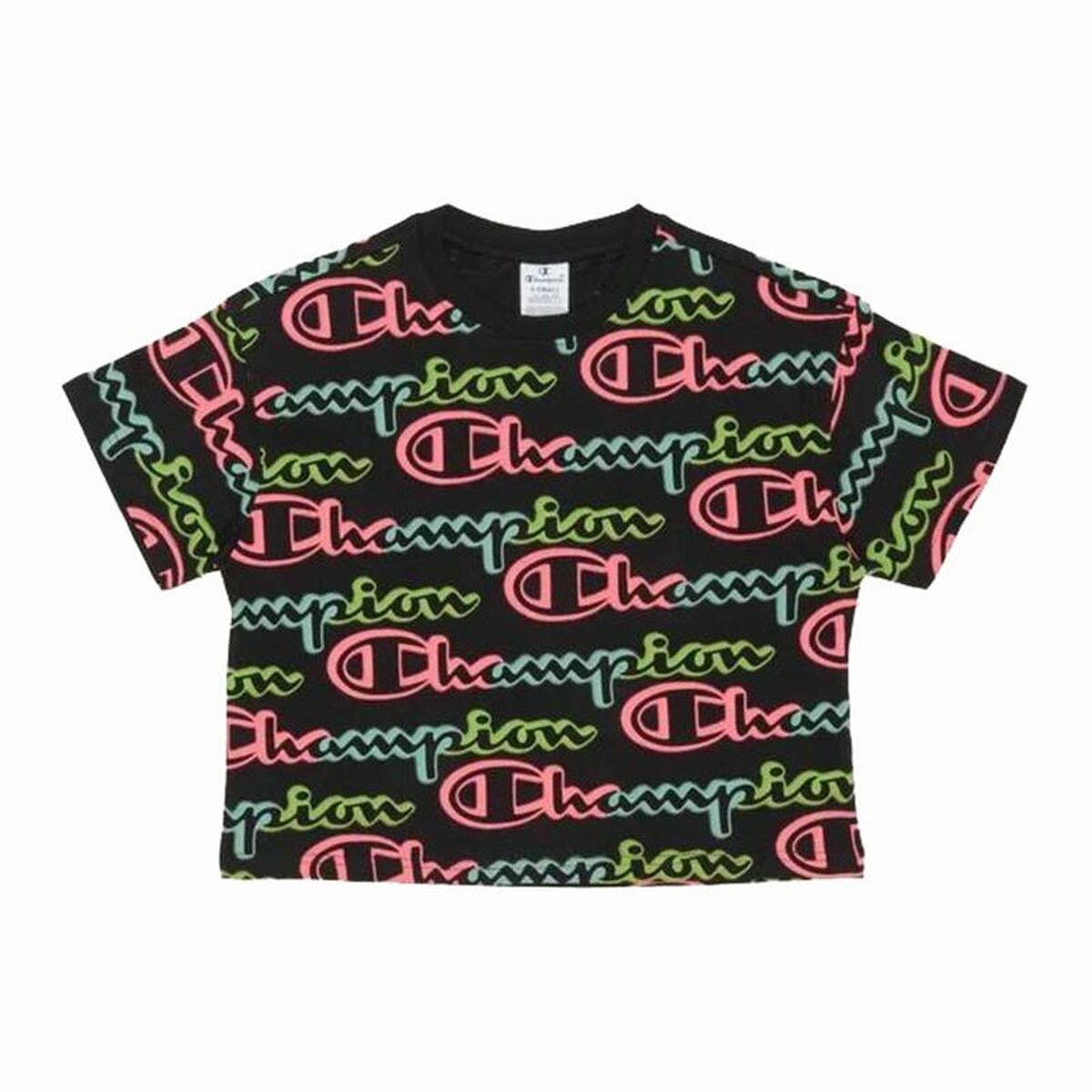 Women’s Short Sleeve T-Shirt Champion Crewneck Croptop Black S