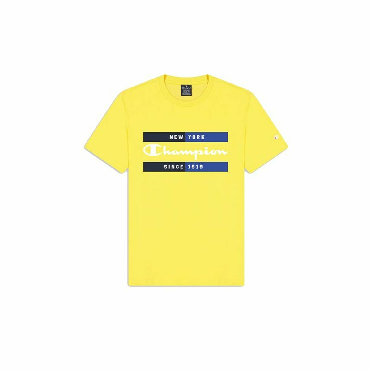 Men’s Short Sleeve T-Shirt Champion Crewneck Yellow L