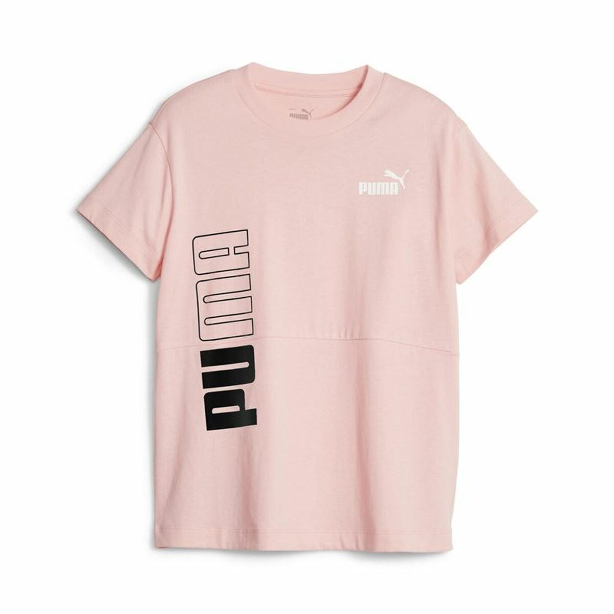 Child's Short Sleeve T-Shirt Puma Power Colorblock Salmon 11-12 Years