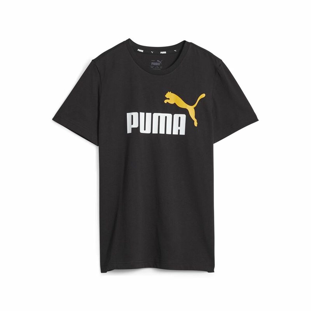 Child's Short Sleeve T-Shirt Puma Ess+ 2 Col Logo Black 7-8 Years