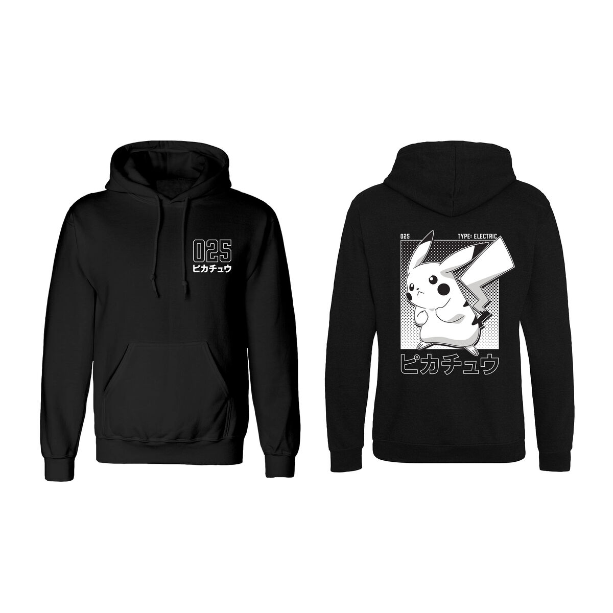 Unisex Hoodie Pokémon Halftone Pikachu Black M