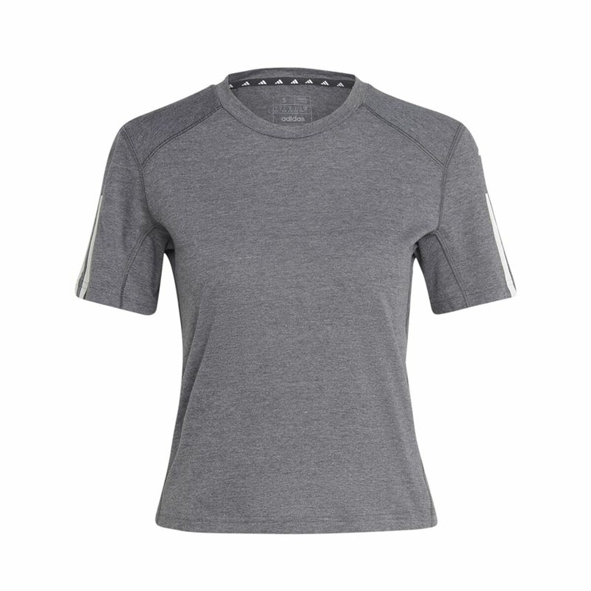 Women’s Short Sleeve T-Shirt Adidas 3 stripes Essentials Light grey XS