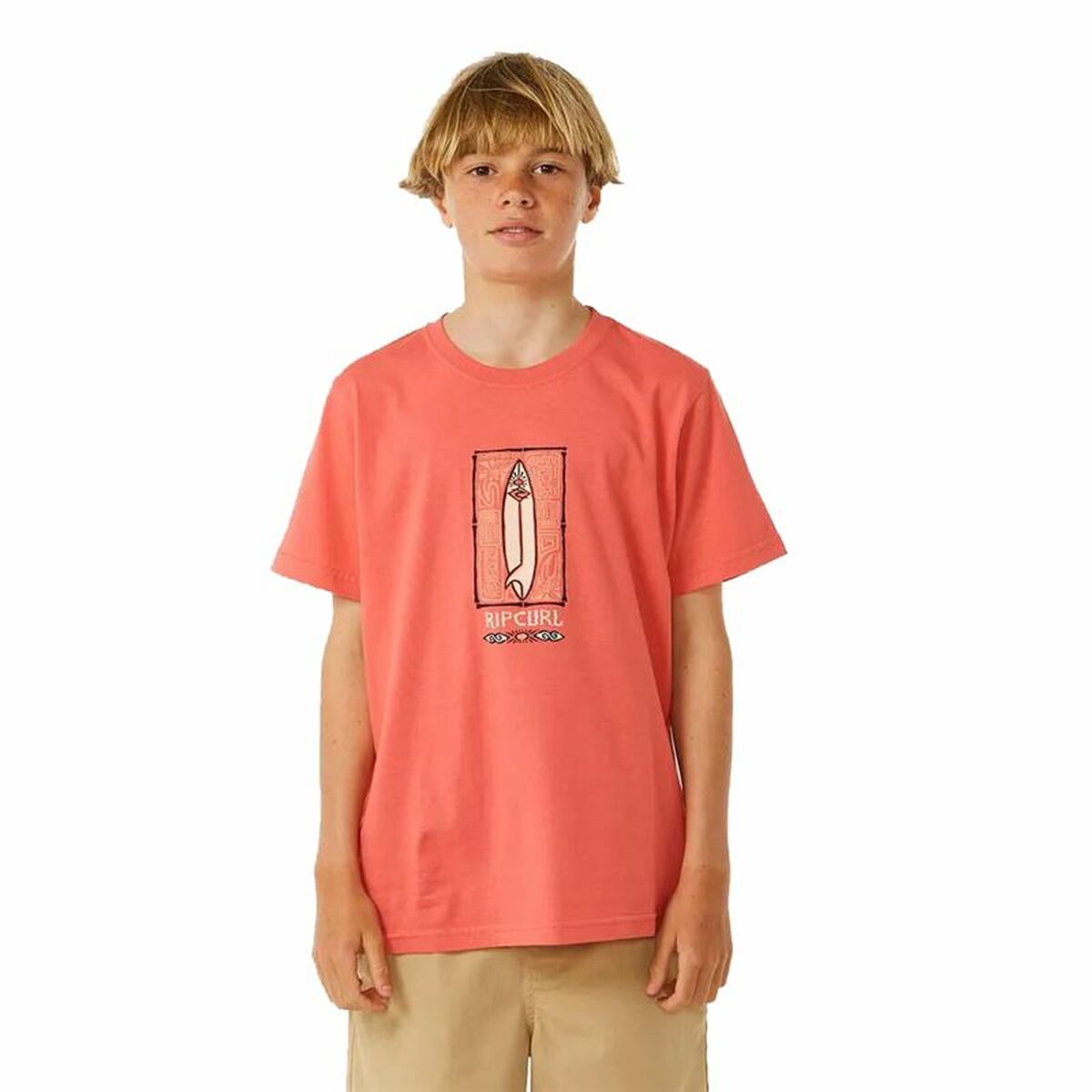 Men’s Short Sleeve T-Shirt Rip Curl Lost Island Orange 8 Years