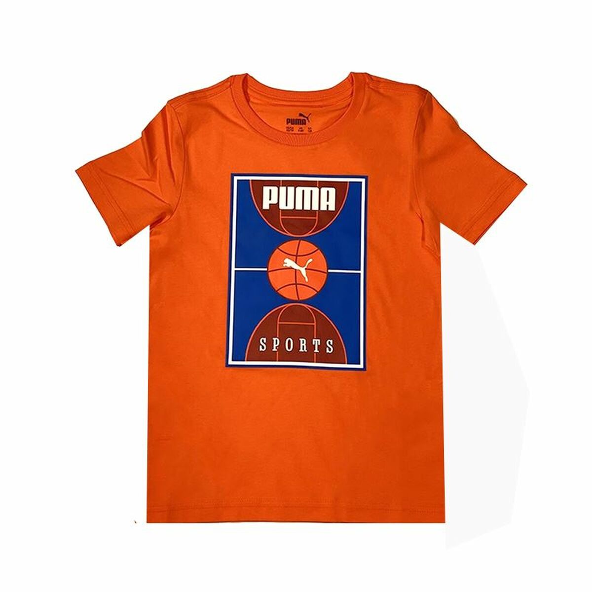 Child's Short Sleeve T-Shirt Puma Bppo Basket Blank Ba Orange 15-16 Years